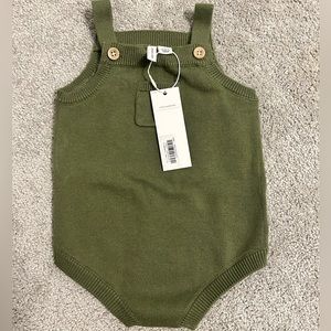 NWT green baby sweater romper. Size 3-6 months.